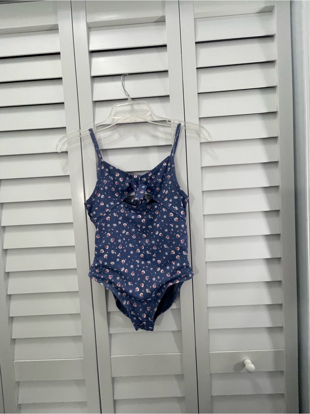 Girl’s Floral One-Piece Swimsuit with Front Knot size 10
